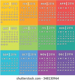 calendar 2016 - multicolor vector template