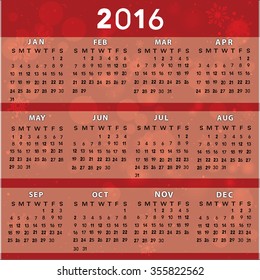 calendar 2016 - multi-color vector template