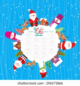 calendar 2016 new year and merry christmas