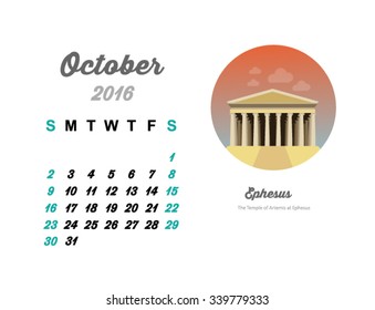 Calendar 2016 October