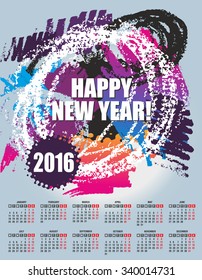 Calendar for 2016 on abstract background. Vector illustration EPS 10