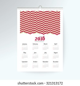 Calendar for 2016 on White Background. Simple Vector Template