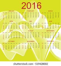 CALENDAR 2016 RAINBOW RIBBON EFFECT