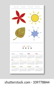 Calendar 2016. Season. Vector
