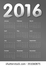 Calendar 2016 steel text with grey background vector deign template esp10.