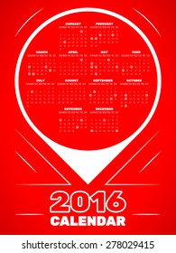 Calendar 2016 template in exclamation mark shape and with lines that evoke the ringing. 
