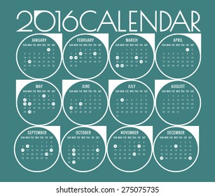 Calendar 2016 template with marked holidays. Editable vector with several layers. Eps 10