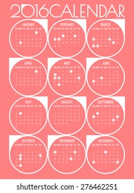 Calendar 2016 template with marked holidays. Editable vector with several layers. Eps 10