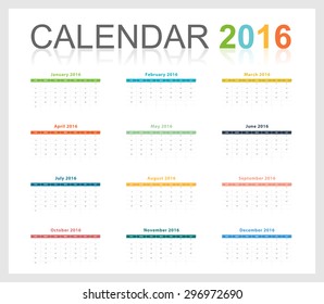 Calendar 2016 template (vector eps10) free size scale