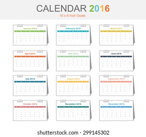 Calendar 2016 template and vector eps10