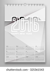 Calendar 2016, Triangle Geometric Pattern Template. Background Design, vector illustration