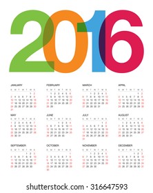Calendar 2016. Vector.