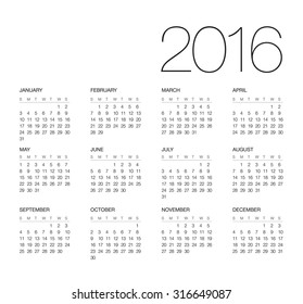 Calendar 2016. Vector.