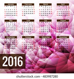 calendar 2016 vector background 