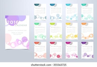 Calendar 2016 Vector Circles Design

