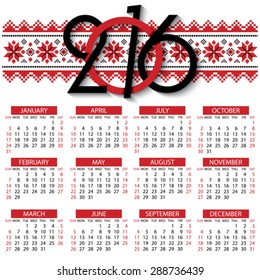 Calendar 2016 vector design template