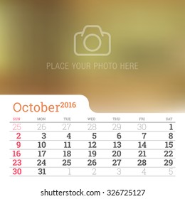 Calendar 2016 Vector Design Template.