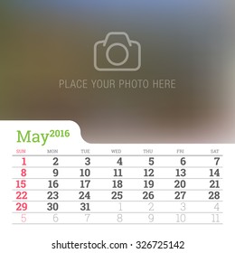 Calendar 2016 Vector Design Template.