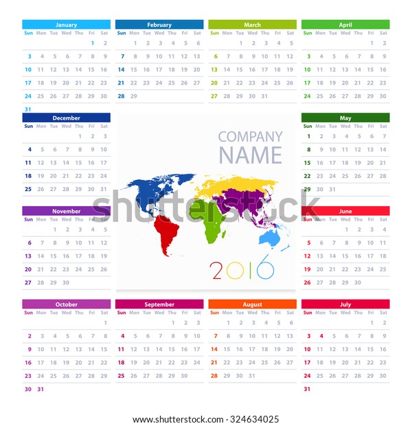 Sunday Calendar 2016 Template