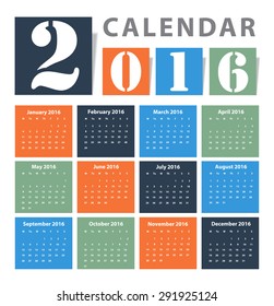 Calendar 2016 Vector earthtone design