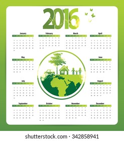 Calendar for 2016. Vector EPS10.