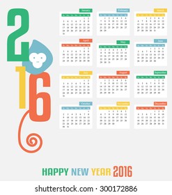 Calendar 2016. vector illustration