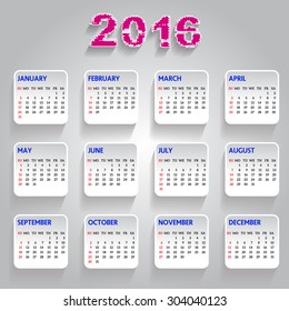 Calendar 2016  vector illustration
