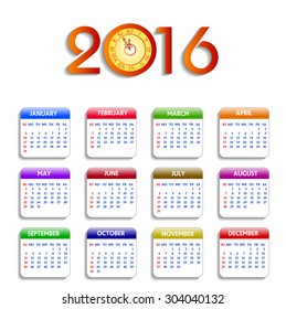 Calendar 2016  vector illustration

