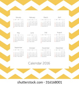 Calendar 2016. Vector illustration