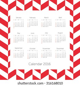 Calendar 2016. Vector illustration