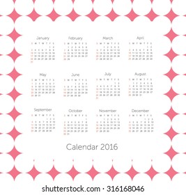 Calendar 2016. Vector illustration