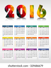 Calendar 2016. Vector illustration