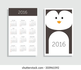 Calendar 2016. Vector illustration
