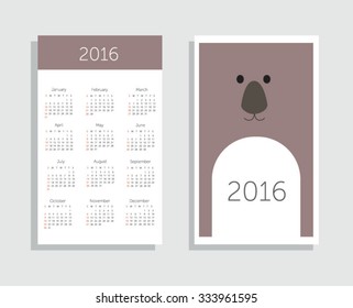 Calendar 2016. Vector illustration