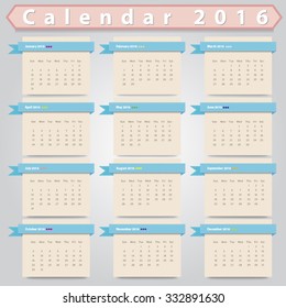 Calendar 2016 vector template
