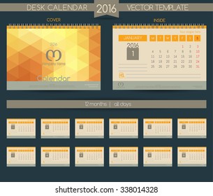 Calendar 2016. Vector Templates all months & all day, place for text. Sample design calendar for Restaurant, Boutique, Hotel, Jewelry, Fashion