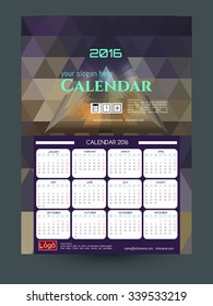 Calendar 2016. Vector Templates all months.Design for the construction company, technology &  bank.