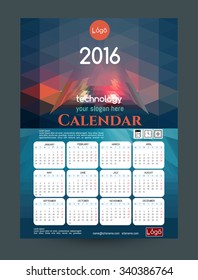 Calendar 2016. Vector Templates all months. Calendar for engineering companies, construction and real estate.