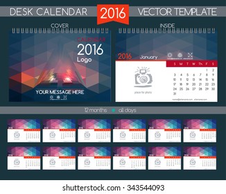 Calendar 2016. Vector Templates all months. Stylish modern colors. Example design gift calendars for Cafes, Shops, Hotels.