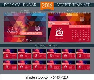 Calendar 2016. Vector Templates all months. Stylish modern colors. Example design gift calendars for Cafes, Shops, Hotels.