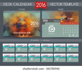 Calendar 2016. Vector Templates all months.  Design gift calendars for the construction company, technology &  bank.