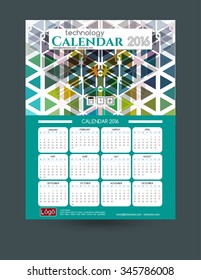 Calendar 2016. Vector Templates all months. Stylish modern colors. Example design gift calendars for Cafes, Shops, Hotels.