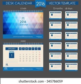 Calendar 2016. Vector Templates all months. Stylish modern colors. Gift calendars for ecological organizations, energy companies, organic products.