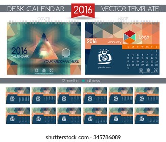 Calendar 2016. Vector Templates all months.  Design gift calendars for the construction company, technology &  bank.