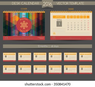 Calendar 2016. Vector Templates all months & place for text.