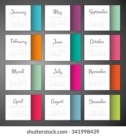 Calendar 2016. Vintage decorative elements. Ornamental floral business cards, oriental pattern, vector illustration.  Islam, Arabic, Indian, turkish, pakistan, chinese, ottoman motifs