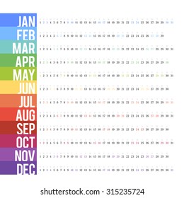 Calendar for 2016. Week Starts Monday. Simple Vector Template. Concepts Web Banner and Printed Materials. Flat Elements