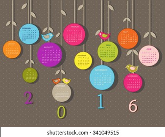 Calendario para 2016 con flores
