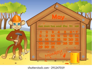 Calendar 2016 year with Monkey. May