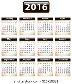Calendar for 2016 year with torn papers in English. Vector